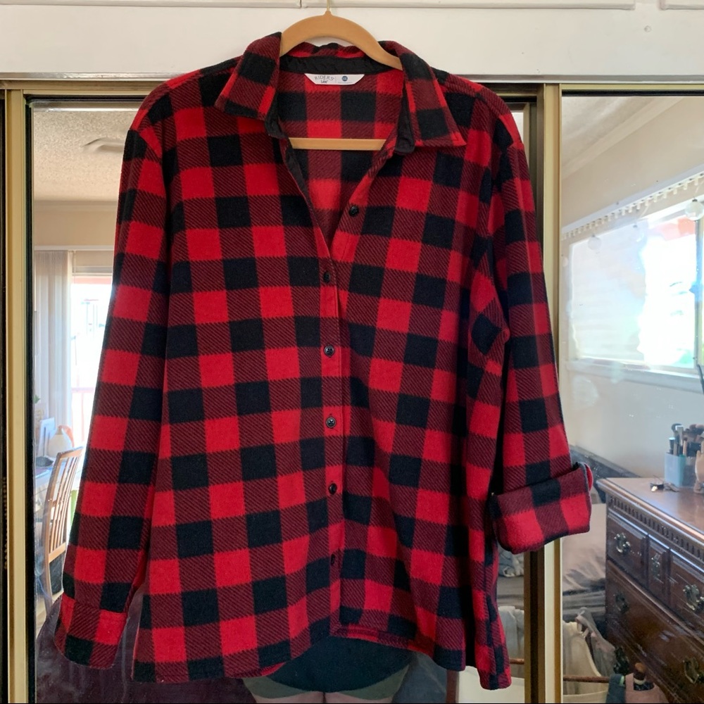 Fleece plaid button up
